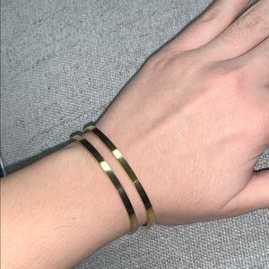 Gold Double Bangle Bracelet